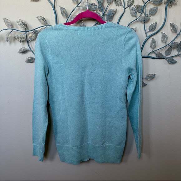 NY & Co mint green metallic vneck sweater NWT Small - Picture 5 of 5